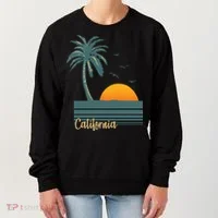 California Palm Tree Sunset Beach Women's Sweatshirt thumb 0