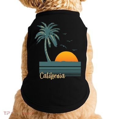 California Palm Tree Sunset Beach Doggie Tank