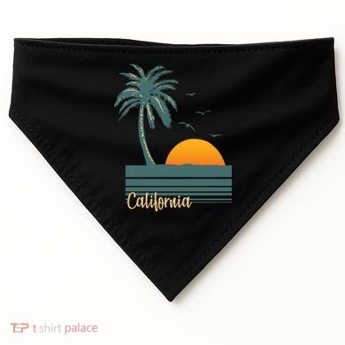 California Palm Tree Sunset Beach USA-Made Doggie Bandana