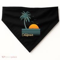 California Palm Tree Sunset Beach USA-Made Doggie Bandana thumb 0