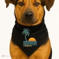 California Palm Tree Sunset Beach USA-Made Doggie Bandana thumb 1