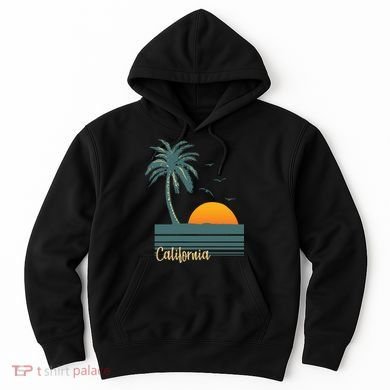 California Palm Tree Sunset Beach Hoodie