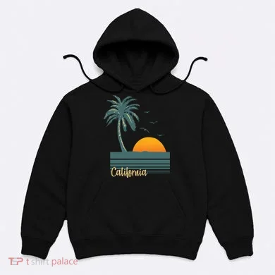 California Palm Tree Sunset Beach Hoodie