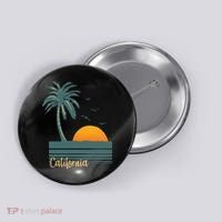 California Palm Tree Sunset Beach Button thumb 0