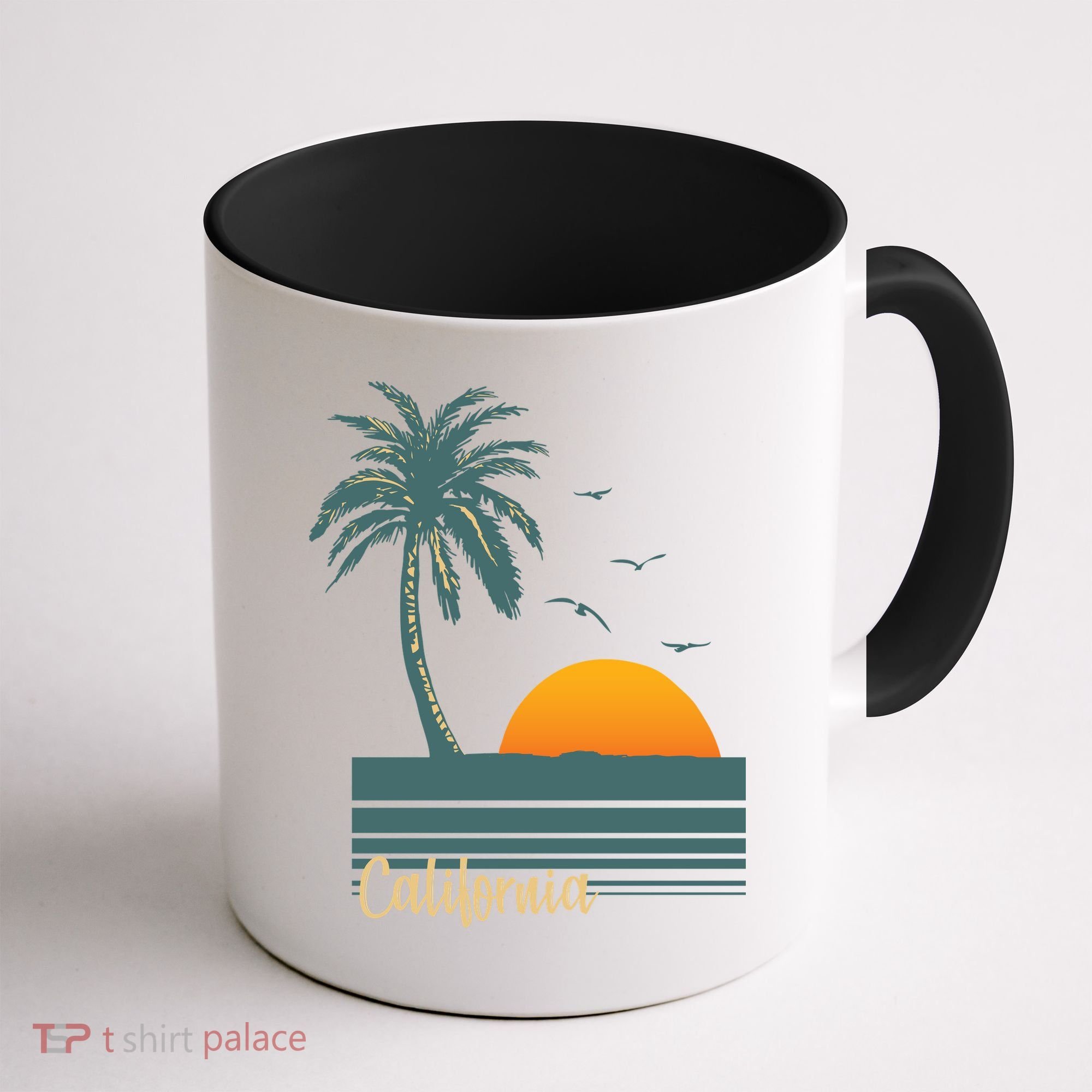 California Palm Tree Sunset Beach Coffee Mug
