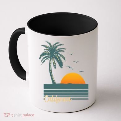 California Palm Tree Sunset Beach Coffee Mug