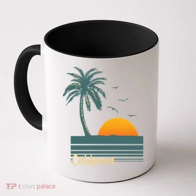 California Palm Tree Sunset Beach Coffee Mug