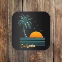 California Palm Tree Sunset Beach Coaster thumb 0