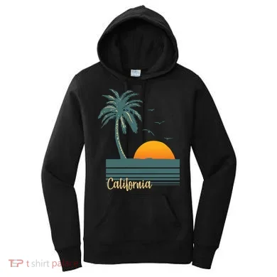 California Palm Tree Sunset Beach Women's Hoodie