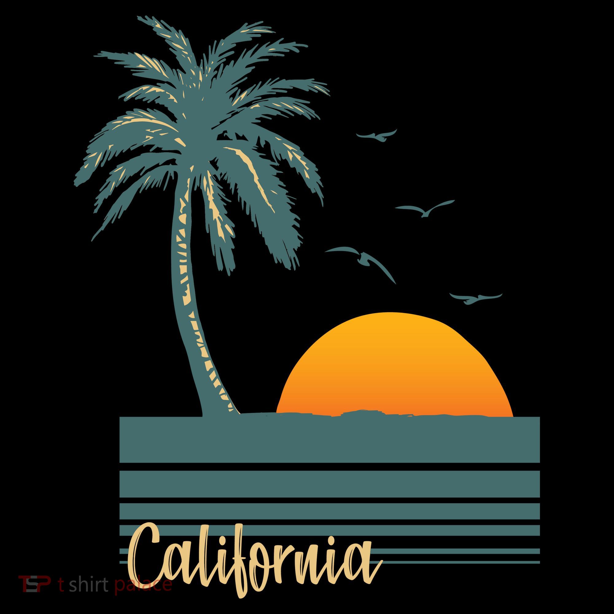 California Palm Tree Sunset Beach Ornament
