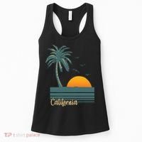 California Palm Tree Sunset Beach Women's Tank Top thumb 0