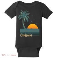 California Palm Tree Sunset Beach Baby Bodysuit thumb 0