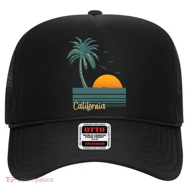 California Palm Tree Sunset Beach Hat