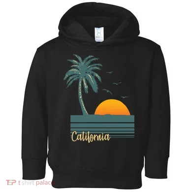 California Palm Tree Sunset Beach Toddler Hoodie