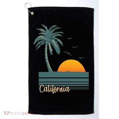 California Palm Tree Sunset Beach Golf Towel