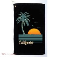 California Palm Tree Sunset Beach Golf Towel thumb 0