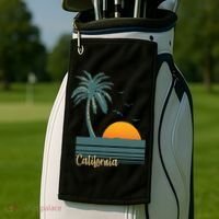 California Palm Tree Sunset Beach Golf Towel thumb 2