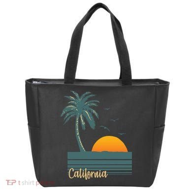 California Palm Tree Sunset Beach Tote Bag