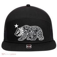 California Republic Aztec Bear 7 Panel Mesh Trucker Snapback Hat thumb 0