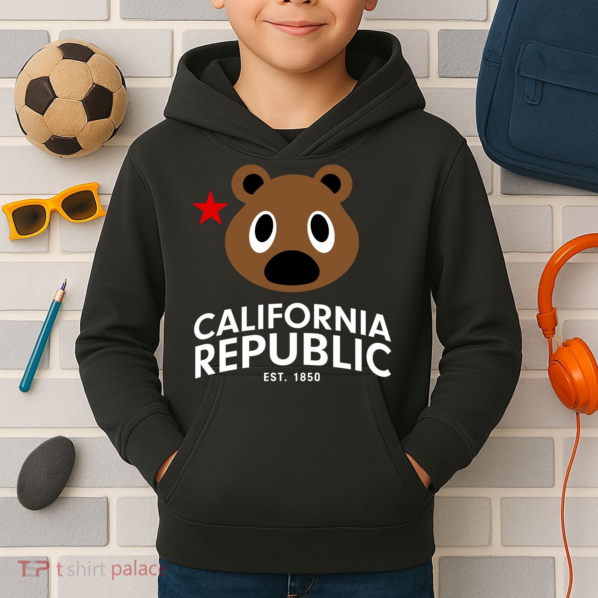California Republic Bear Est. 1850 Kids Hoodie