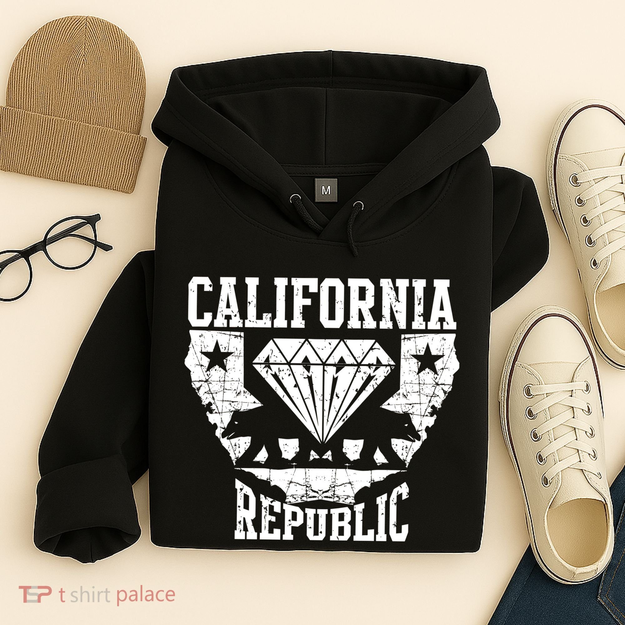 California Republic Diamond State Bear Hoodie