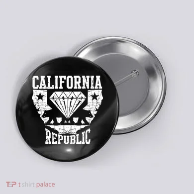 California Republic Diamond State Bear Button