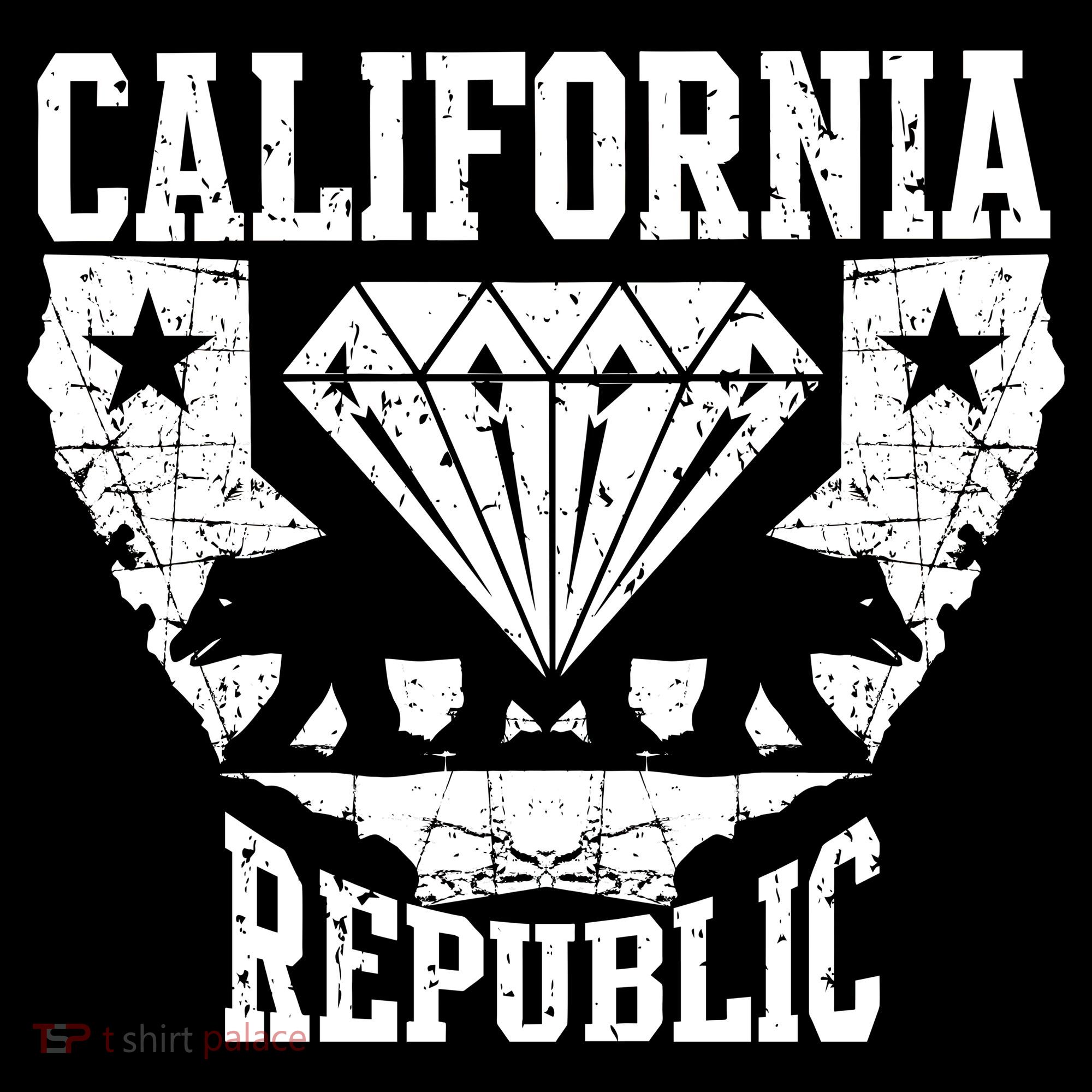 California Republic Diamond State Bear Button