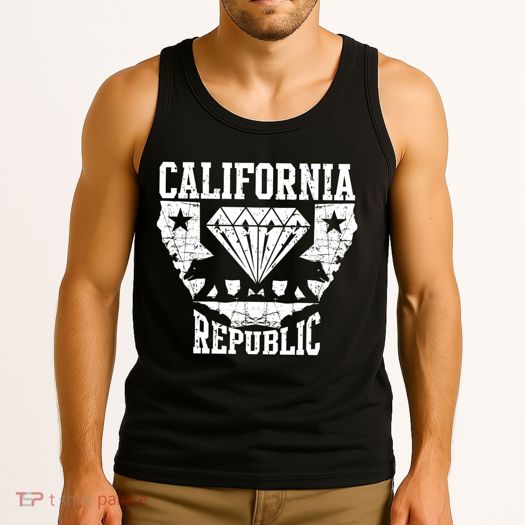 California Republic Diamond State Bear Tank Top