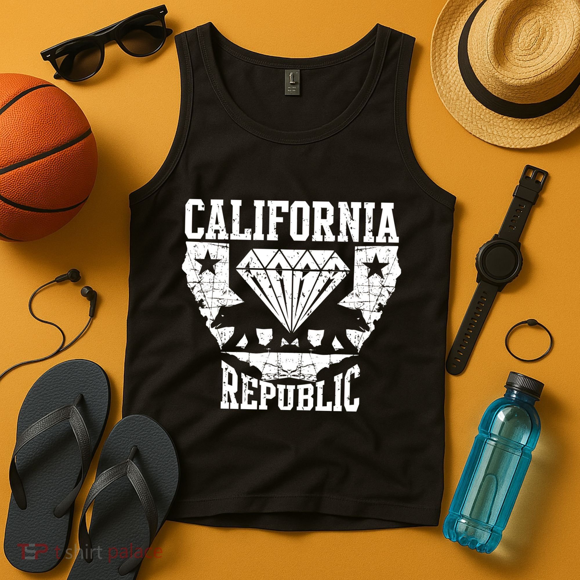 California Republic Diamond State Bear Tank Top