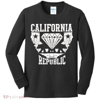 California Republic Diamond State Bear Kids Long Sleeve Shirt