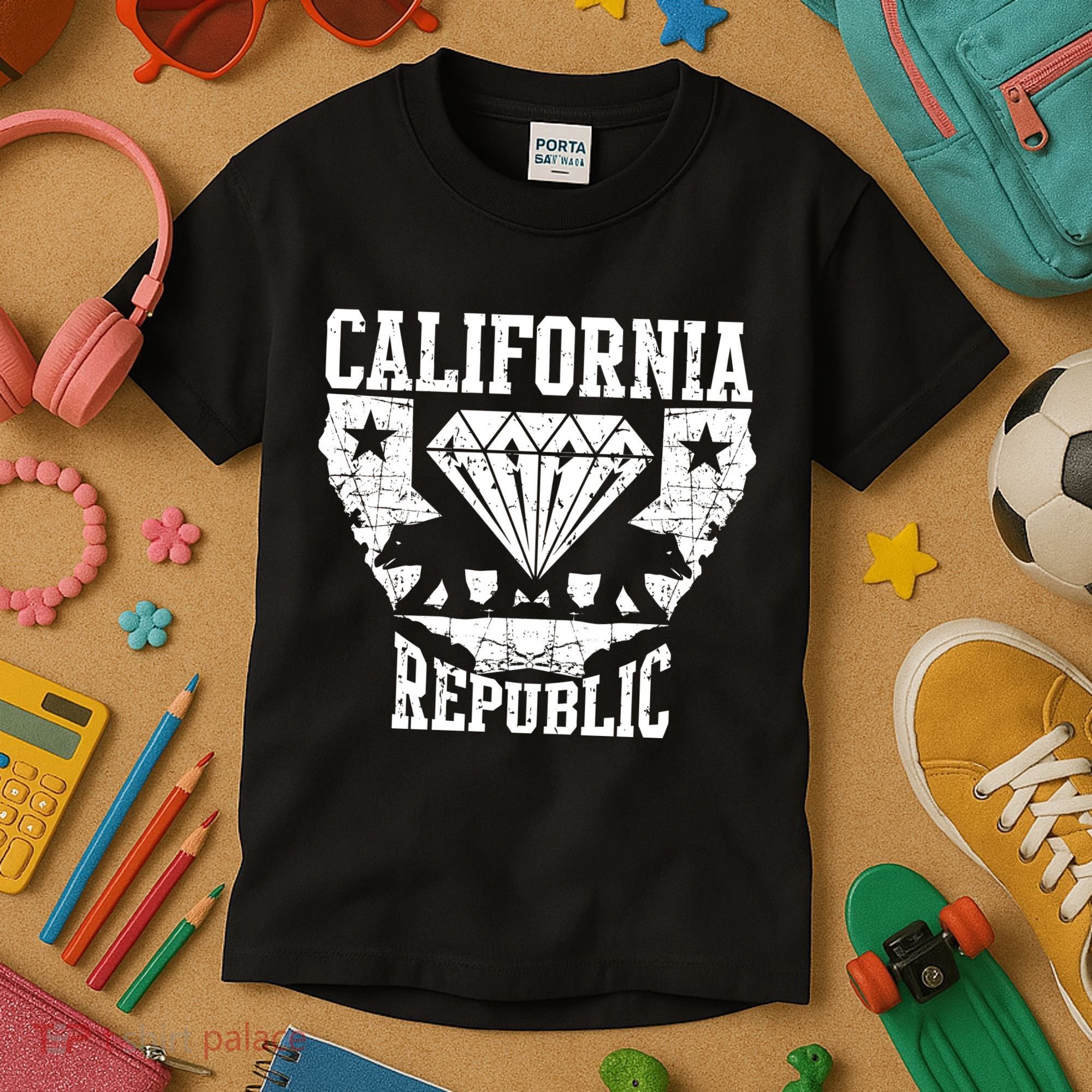 California Republic Diamond State Bear Kids T-Shirt