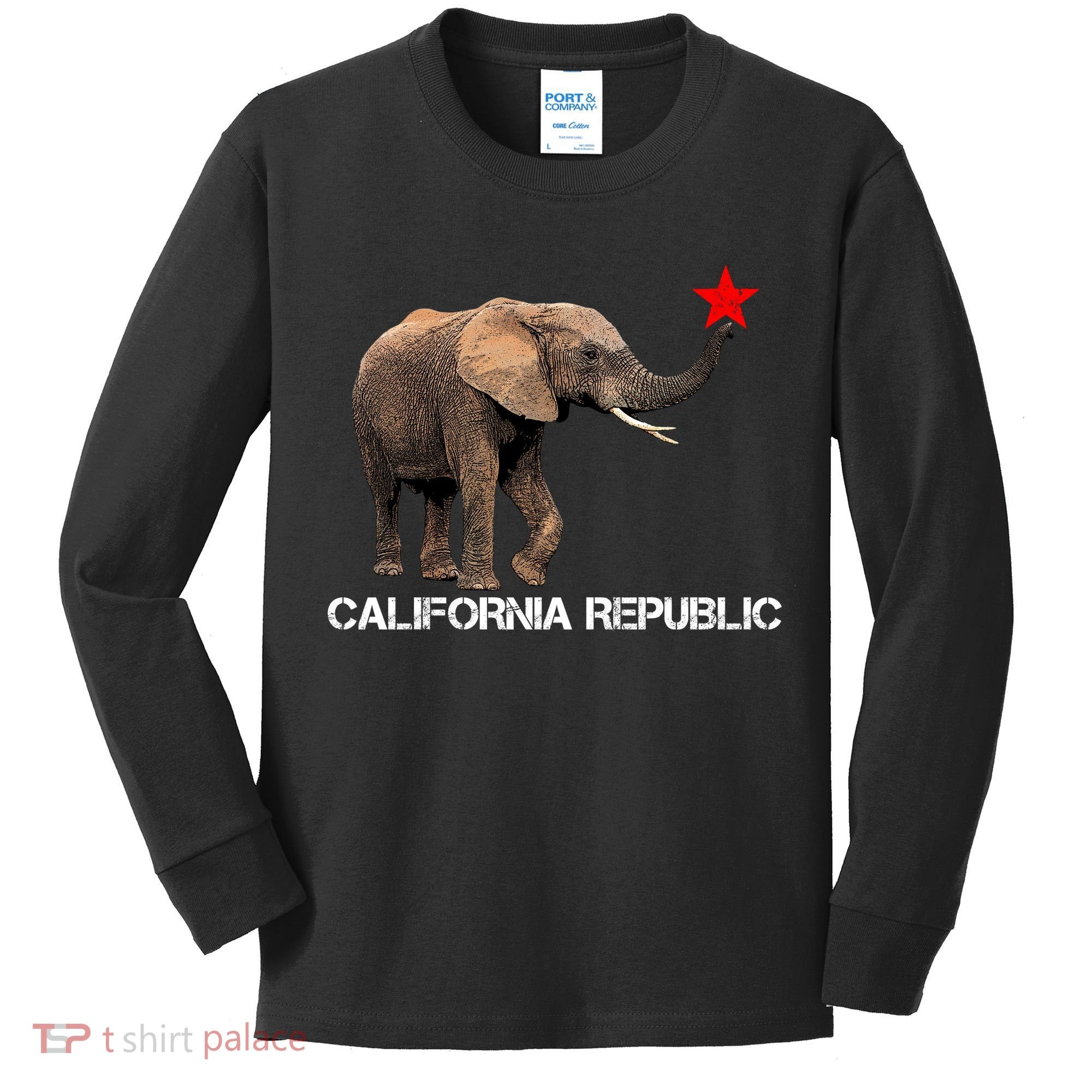 California Republic Elephant  Kids Long Sleeve Shirt