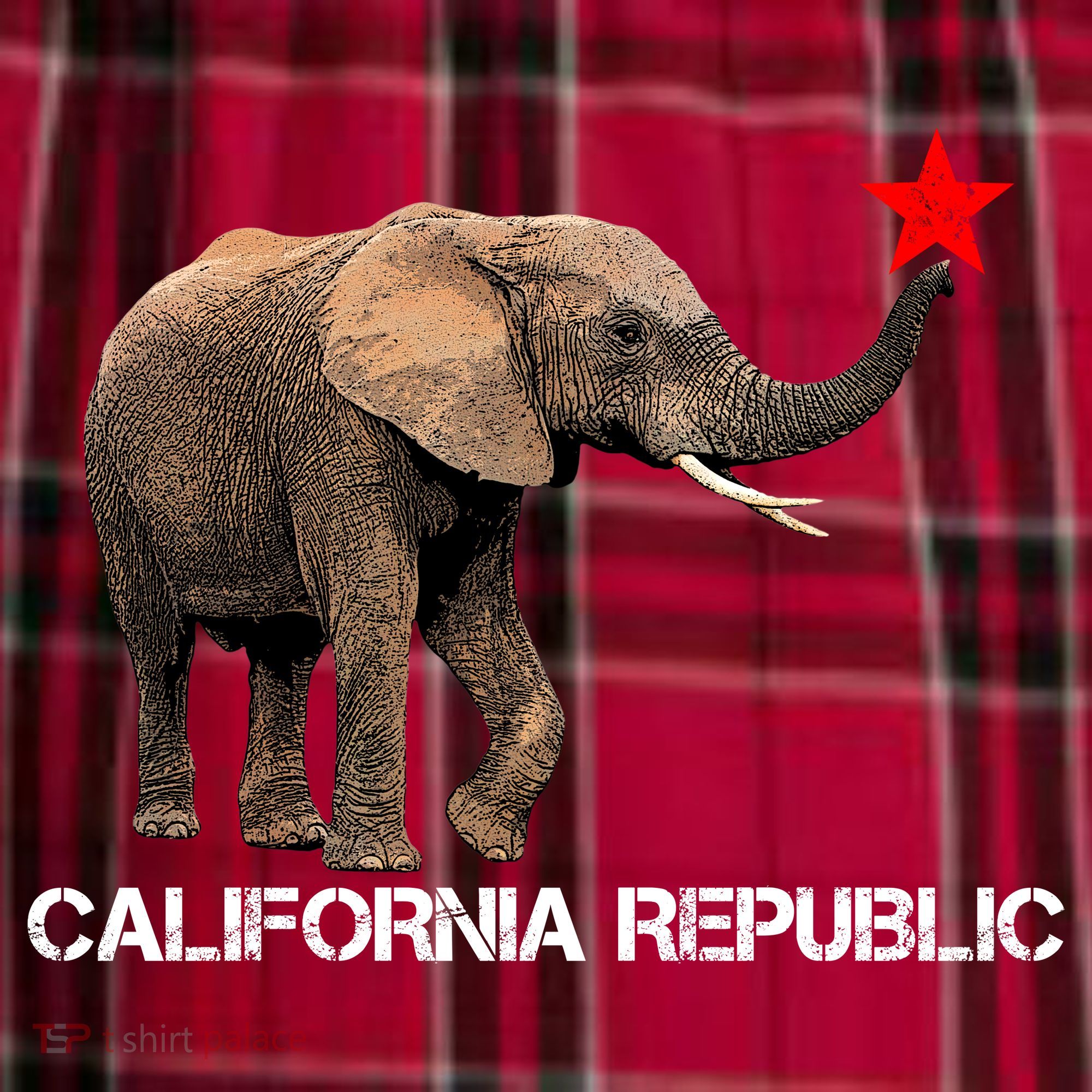 California Republic Elephant  Men's Flannel Plaid Pajama Pants