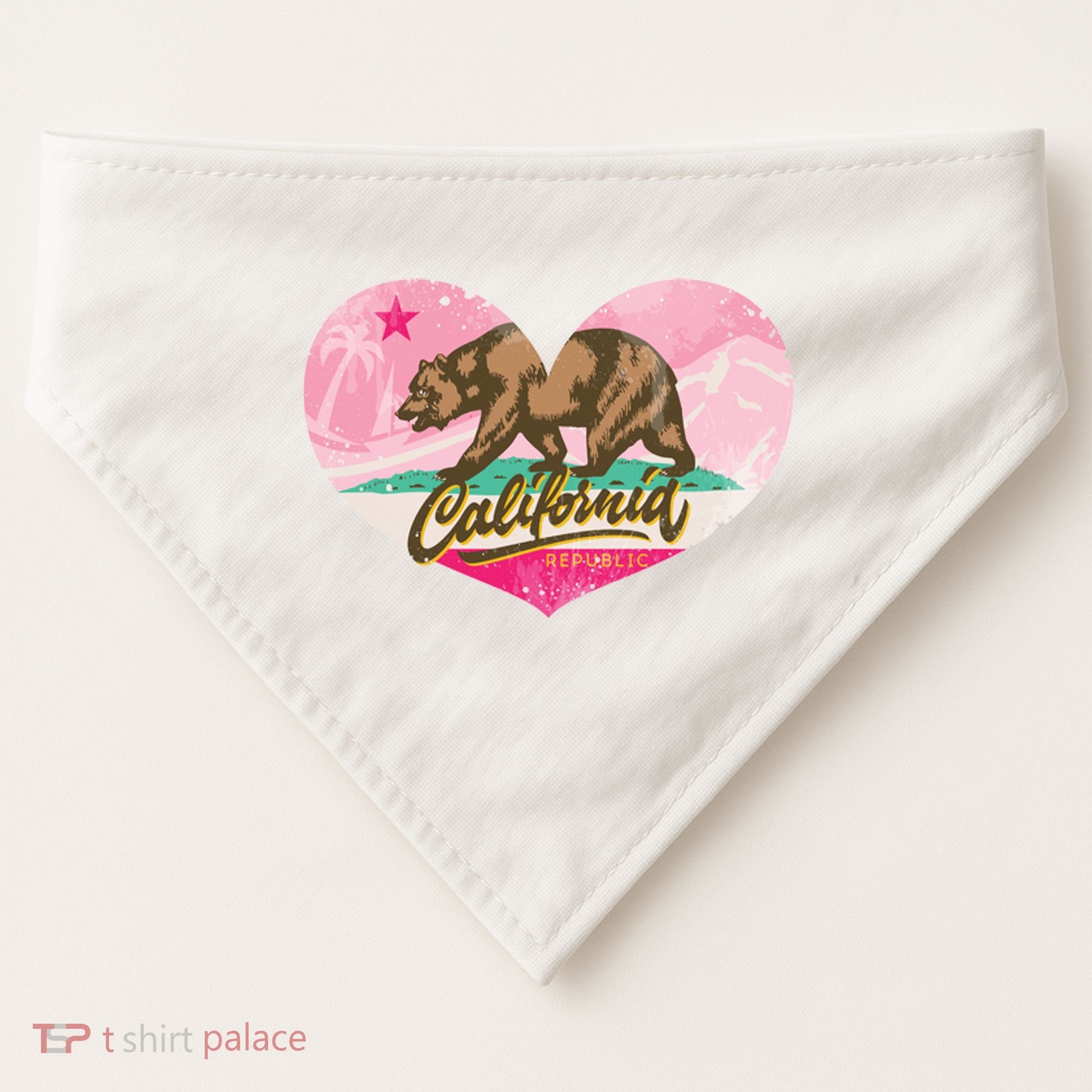 California Republic Heart USA-Made Doggie Bandana