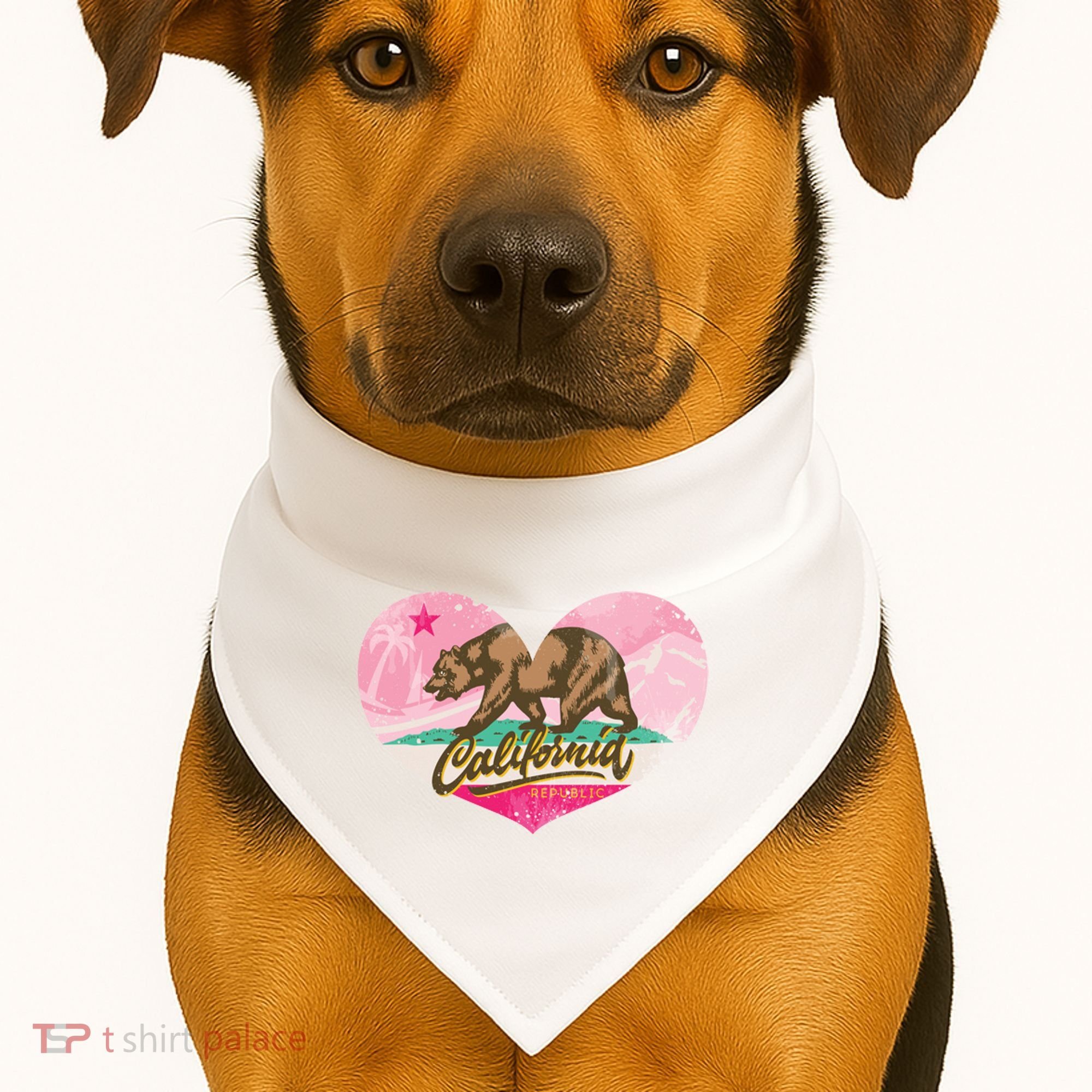 California Republic Heart USA-Made Doggie Bandana