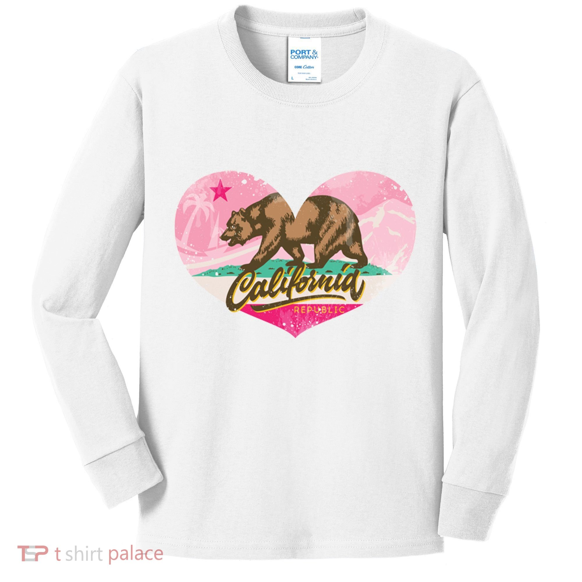 California Republic Heart Kids Long Sleeve Shirt