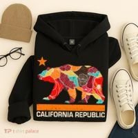 California Republic Logo Flower Floral Pattern Bear Hoodie thumb 4