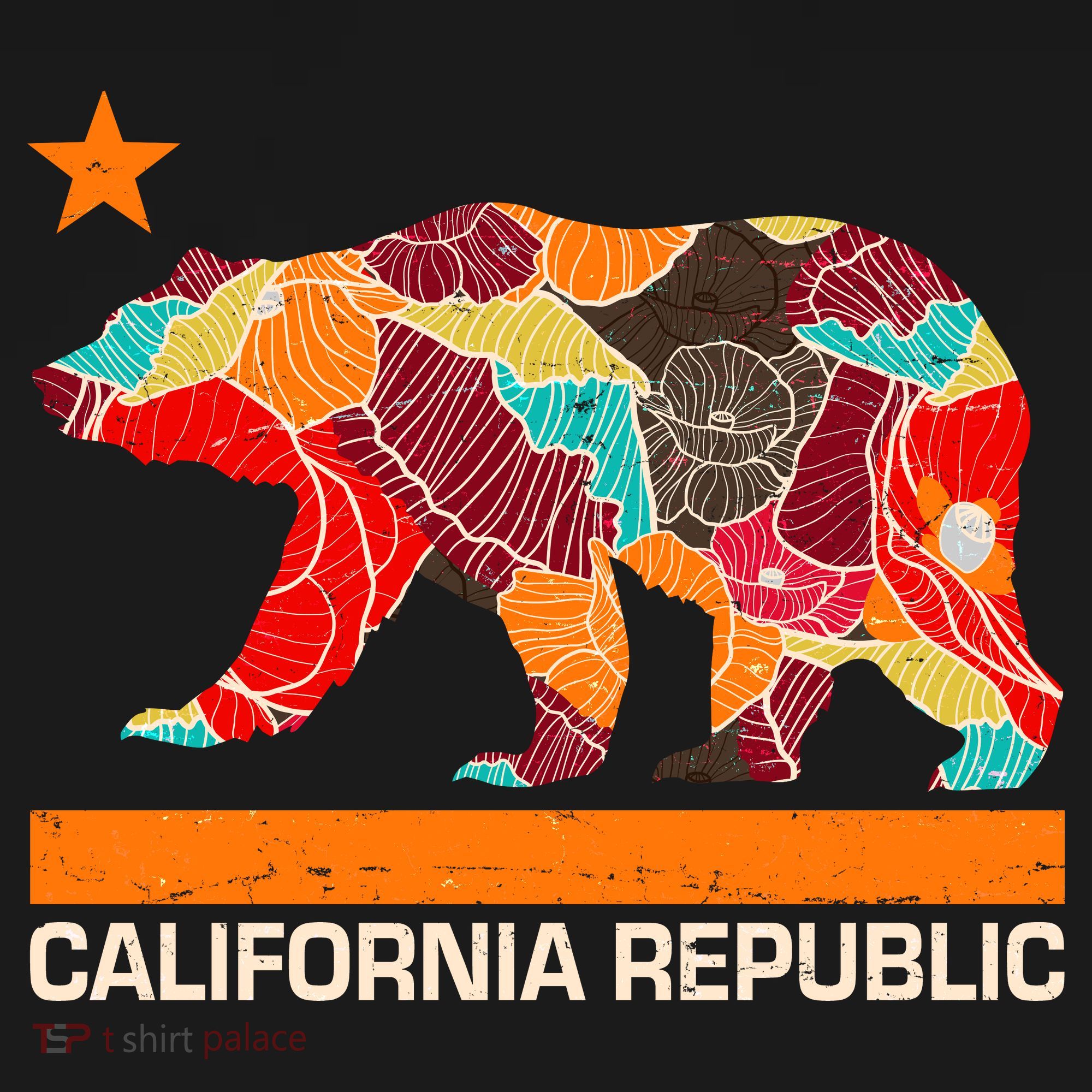 California Republic Logo Flower Floral Pattern Bear Sweatshirt