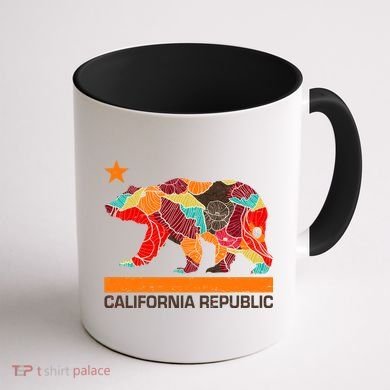 California Republic Logo Flower Floral Pattern Bear Coffee Mug back