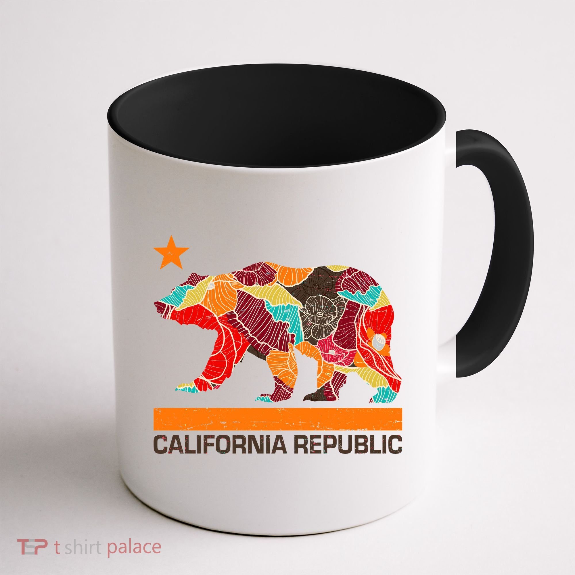 California Republic Logo Flower Floral Pattern Bear Coffee Mug