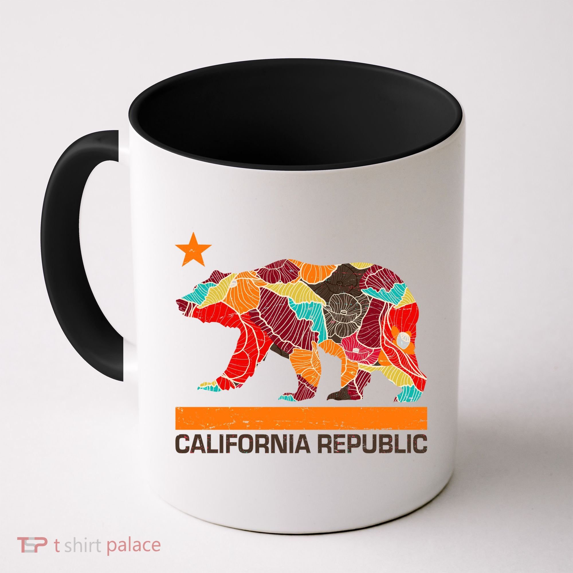 California Republic Logo Flower Floral Pattern Bear Coffee Mug