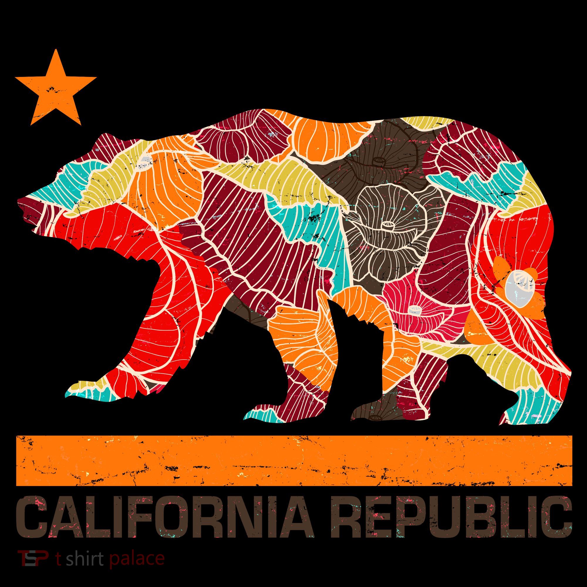 California Republic Logo Flower Floral Pattern Bear Coffee Mug