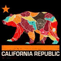 California Republic Logo Flower Floral Pattern Bear Women's Hoodie thumb 2