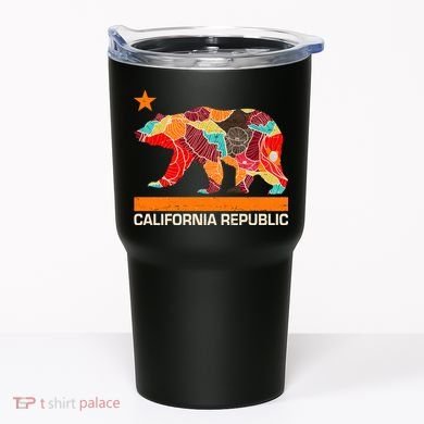 California Republic Logo Flower Floral Pattern Bear Tumbler