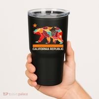 California Republic Logo Flower Floral Pattern Bear Tumbler thumb 2
