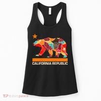 California Republic Logo Flower Floral Pattern Bear Women's Tank Top thumb 0