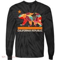 California Republic Logo Flower Floral Pattern Bear Tie-Dye Long Sleeve Shirt thumb 0