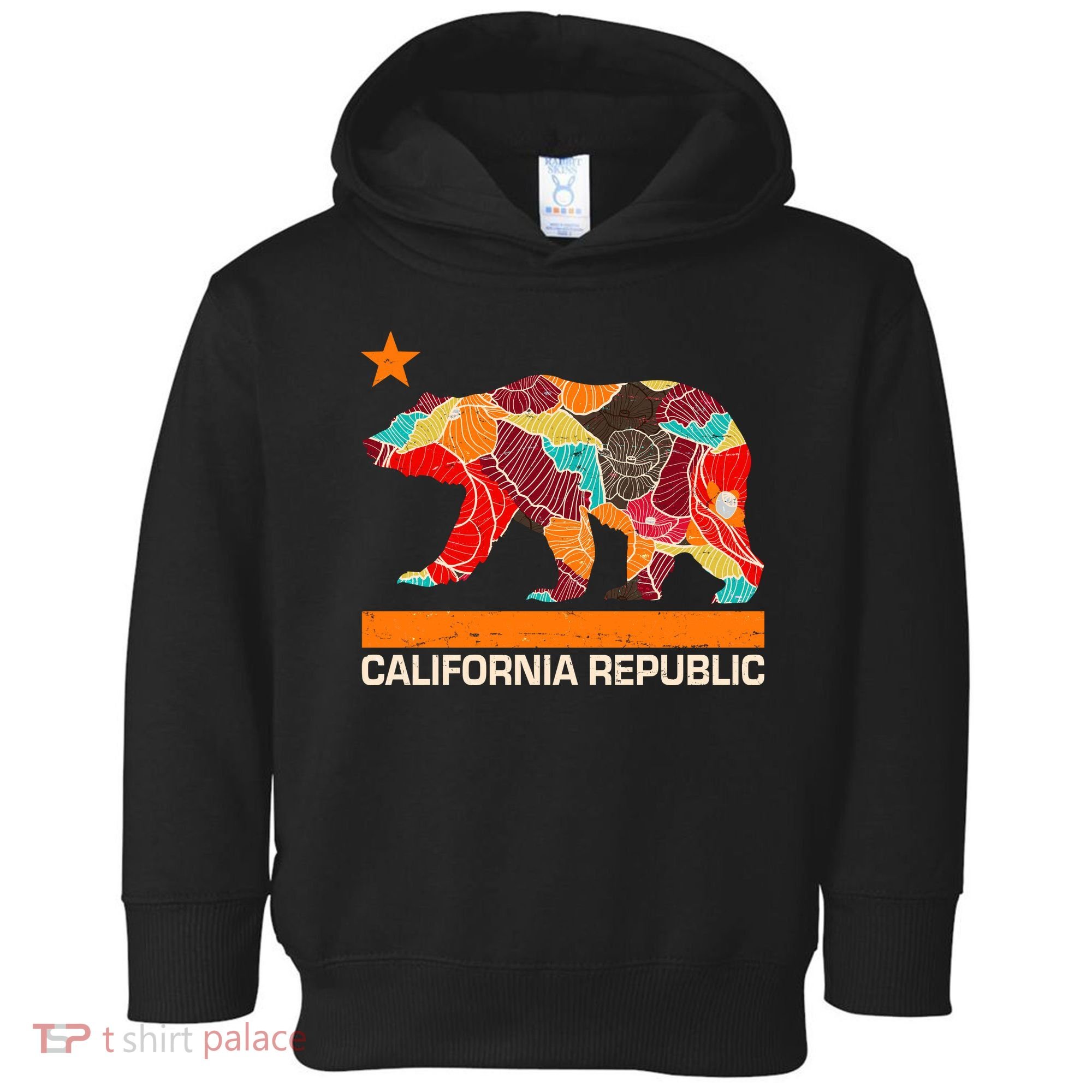 California Republic Logo Flower Floral Pattern Bear Toddler Hoodie