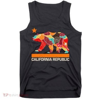 California Republic Logo Flower Floral Pattern Bear Tank Top