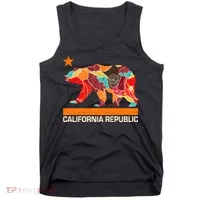 California Republic Logo Flower Floral Pattern Bear Tank Top thumb 0
